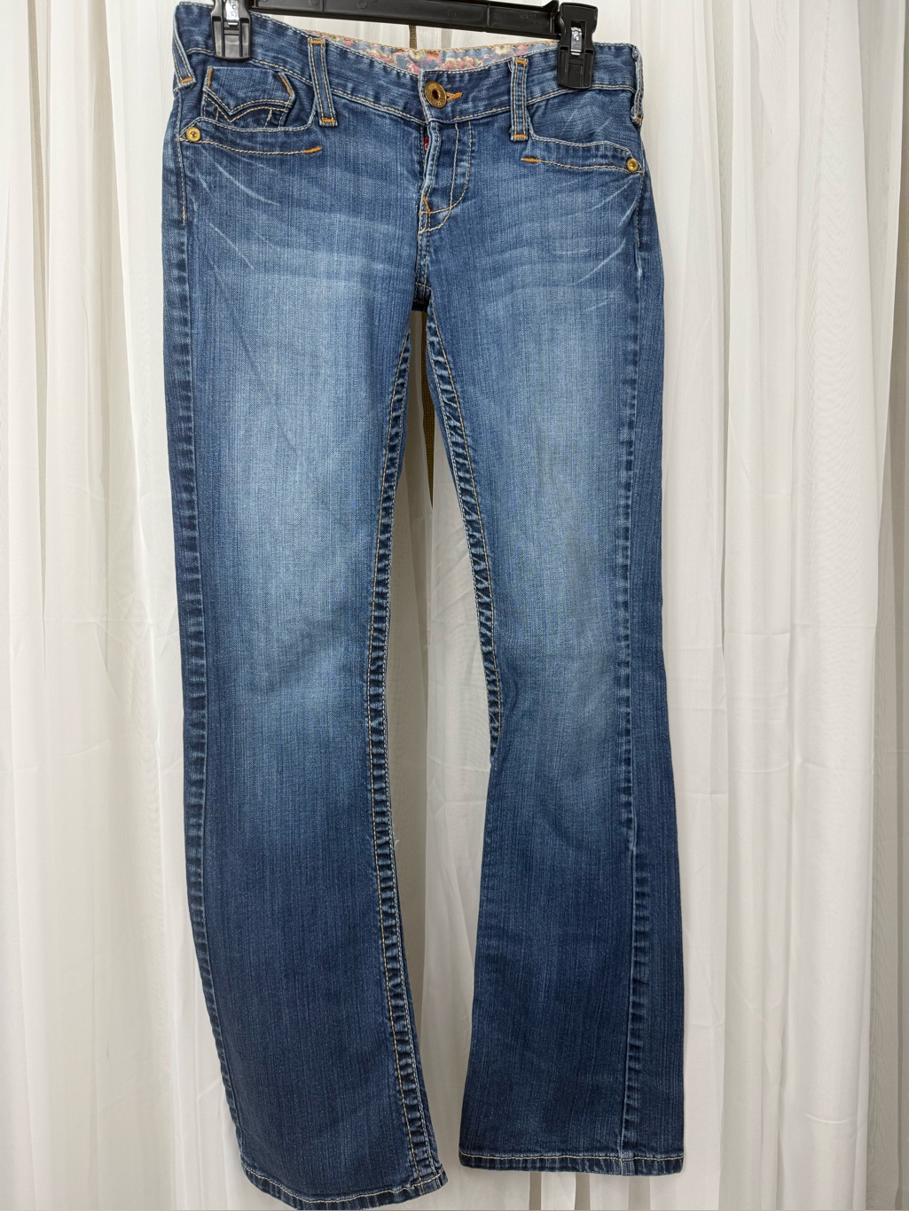 Lucky Brand Y2k Low Rise Bootcut Jeans Size 2 Medium Wash Flap Pocket Denim